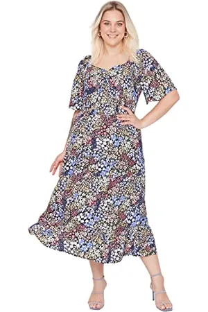 Trendyol Damen Maxi Standard Regular Plus Size Dress Kleid, , 50