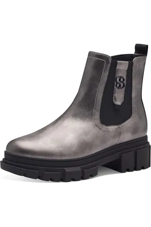 QS by s.Oliver Damen Chelsea Boots mit Reißverschluss Vegan, Silber , 40 EU