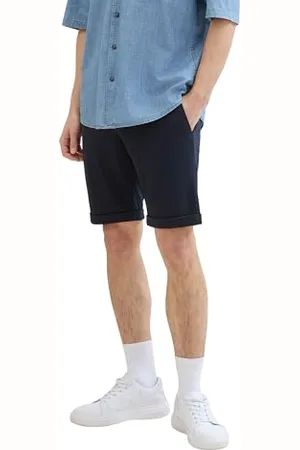 TOM TAILOR Herren Slim Fit Bermuda Shorts aus Piqué-Stoff, sky captain blue, XS