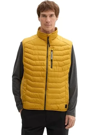 TOM TAILOR Herren 1042631 Hybrid Steppweste mit Stehkragen, 35660-Harvest Yellow, L