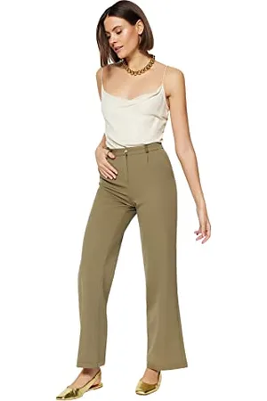 Trendyol Damen Herren Basic Hoher Bund Wide Leg Hose Pants, , 38 EU