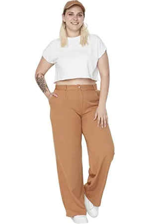 Trendyol Damen High Waist Wide Leg Plus Size Pants Hose, , 52