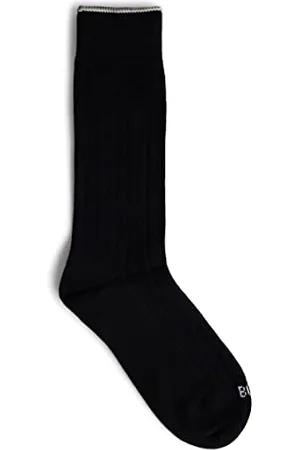 HUGO BOSS Herren RS Rib Color CC Mittelhohe, gerippte Socken mit Signature-Streifen an den Bündchen Schwarz 43-46