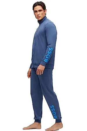HUGO BOSS Herren Long Set 1 Loungewear-Set aus Stretch-Baumwolle mit kontrastierenden Logos Hellblau M