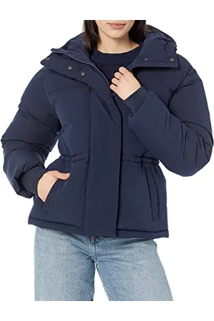Amazon Damen Kurz geschnittene Daunenjacke mit Kapuze (in Übergröße erhältlich), , L