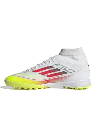 adidas Damen F50 League Mid Football Boots Turf Women Fußballschuhe, Cloud White/Lucid Red/Solar Yellow