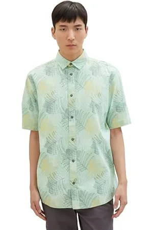 TOM TAILOR Herren Comfort Fit Chambray Hemd mit Muster, , L