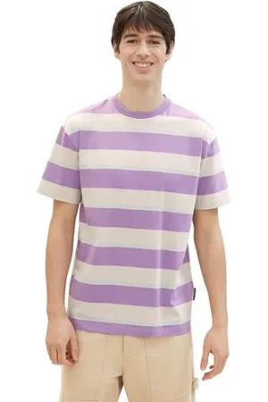 TOM TAILOR Herren Basic T-Shirt mit Streifen, , L