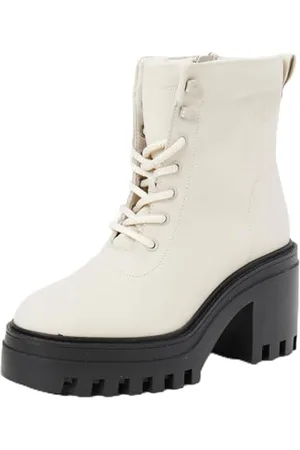 Calvin Klein Calvin Klein Damen Boots Chunky Heeled Zip mit Absatz, Elfenbein (Eggshell/Black), 37
