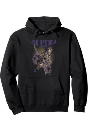 Jimi Hendrix Playing Guitar Purple Yellow Pullover Hoodie