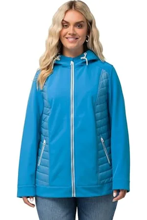 Ulla Popken Damen, große Größen, GRS Hyprar Shoftshelljacke mit Steppung, wasserabweisend