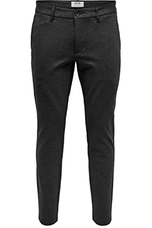 Only & Sons Mens Dark Grey Melange Trousers