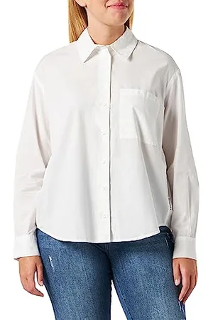 Marc O’ Polo Marc OߴPolo Denim Damen Bluse aus Bio-Baumwolle klassisch, Weiß (Scandinavian White), L
