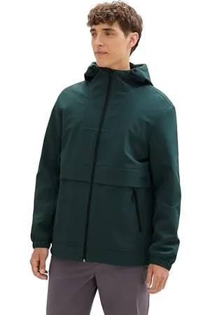 TOM TAILOR Herren 1041779 Softshell Windbreaker Jacke mit Kapuze, 10362-Dark Gable Green, L