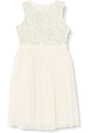 Maya Deluxe Mädchen^Mädchen Paillettenverziertes Hochzeit und Geburtstag Festlich mit Bandschleife Brautjungfernkleid Kleid, , 7 Years