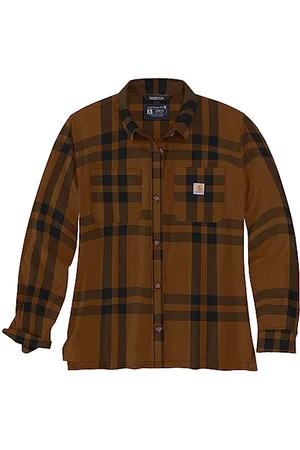 Carhartt Damen 105989 Rugged Flex Loose Fit Midweight Flanne, Braun meliert, Groß