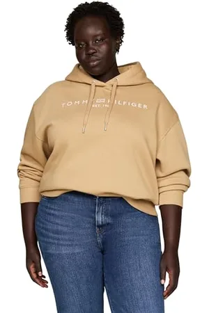 Tommy Hilfiger Damen Hoodie Logo Regular Fit, Grün (Classic Khaki), 50