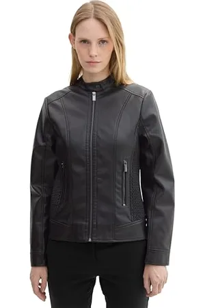TOM TAILOR Damen 1042921 Kunstleder Jacke, 14482-Deep Black, M