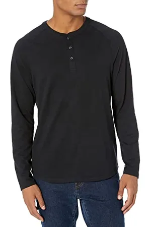 Amazon Herren Henley-Shirt mit langen Ärmeln und normaler Passform (erhältlich in Übergrößen), , L
