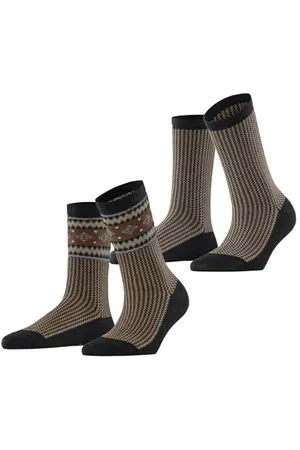 ESPRIT Damen Socken Scandi Multipack W So Baumwolle Wolle gemustert 2 Paar, , 39-42