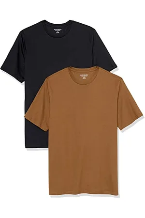 Amazon Herren Kurzärmeliges T-Shirt mit Rundhalsausschnitt aus Baumwolle – Regular Fit, 2er-Pack, , XS