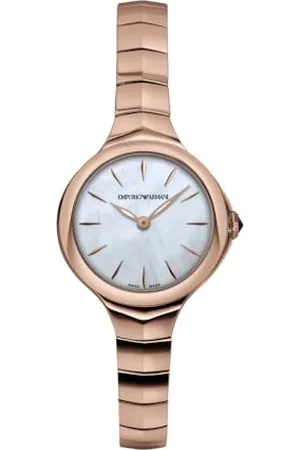 Emporio Armani Swiss Uhr für Damen , Zweizeigerwerk, 25mm Rose Gold Edelstahlgehäuse mit Edelstahlarmband, ARS8007