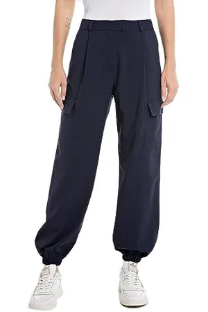 Replay Damen Stoffhose mit Bund, (Blau), 32