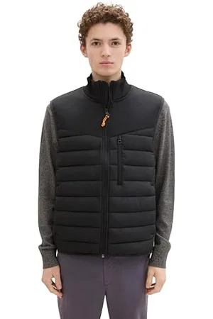 TOM TAILOR Herren 1041343 Hybrid Steppweste mit Stehkragen, 29999-Black, L