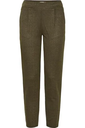 Ichi IHKATE Jacquard Damen Hose Stoffhose mit Eingrifftaschen Paspeltaschen Gummizug leicht elastisch Regular fit, Größe:L, Farbe:
