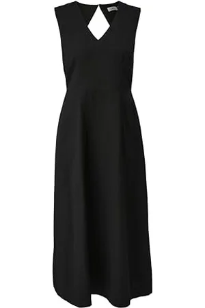 QS by s.Oliver Damen 2148112 Maxi Kleid aus Leinenmix Maxi Kleid aus Leinenmix, schwarz_9999, 42