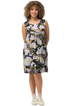 Ulla Popken Damen Swingdress mit Print Kleid, , 46-48