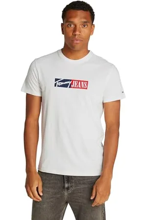 Tommy Hilfiger Herren T-Shirt Kurzarm Slim Entry Graphic Rundhalsausschnitt, Weiß (Ecru), S