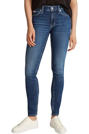 Calvin Klein Damen Jeans Hose Mid Rise Skinny Fit, Blau , 34W/31L