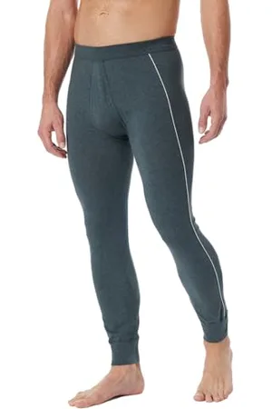 Schiesser Herren Lange Unterhose mit Eingriff Bio Baumwolle-Comfort Fit Unterwäsche, blau-Mel_181840, L