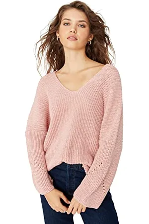 Trendyol Damen V-neck Plain Oversize Sweater Sweatshirt, , M EU
