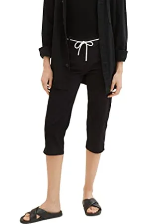 TOM TAILOR Damen 1036683 Alexa Capri Fit Hose, 14482-Deep Black, 34