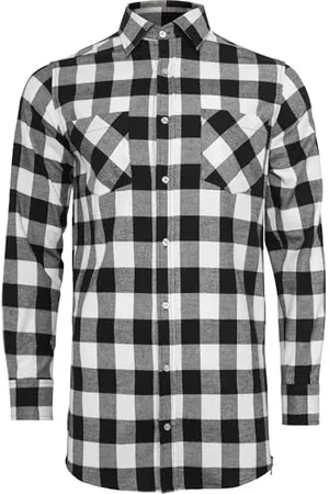 Urban classics Herren Side-Zip Long Checked Flanell Shirt Freizeithemd, , S