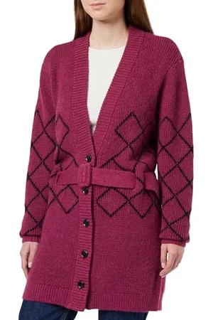 7 for all Mankind Diamond Stitch Cardigan Wool Blend Raspberry