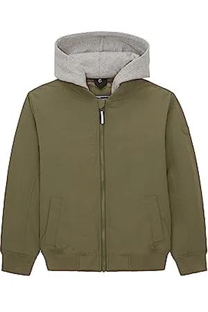 TOM TAILOR Jungen 1038538 Bomberjacke mit Abnehmbarer Kapuze, 10415-Dusty Olive Green, 140