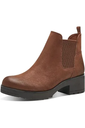 Marco Tozzi Damen Chelsea Boots Vegan mit Blockabsatz, Braun , 38 EU
