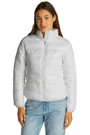 Tommy Hilfiger Damen Pufferjacke Essential Tape Hochglanz, Weiß (Ecru), M