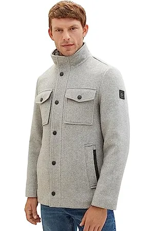 TOM TAILOR Herren 1037345 2-in-1 Wollmantel mit integrierter Innenjacke, 30507-light Stone Grey Wool Twill, XXL