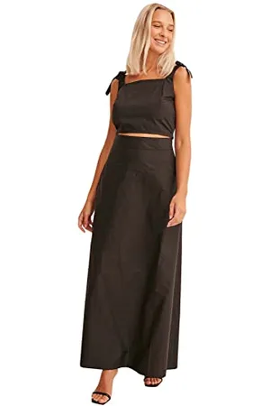 NA-KD Damen Tie Detail Top Cami Shirt, Black, EU 42