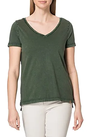 Camel Active Womenswear Damen 3096295T58 T-Shirt, Dunkel Olive, M