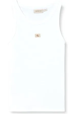 Calvin Klein Damen Woven Label Rib Tank TOP Tanktop, , XXL