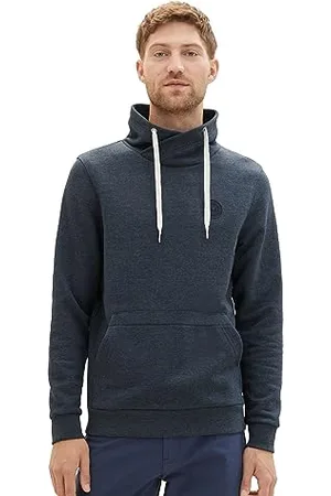 TOM TAILOR Herren 1037753 Snood Sweatshirt mit Logo-Badge, 19024-sky Captain Blue White Melange, XL
