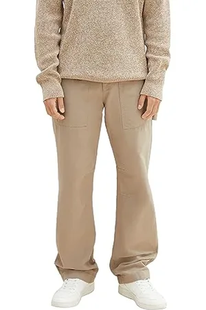 TOM TAILOR Herren 1037543 Loose Straight Fit Workwear Hose aus Baumwolle, 11704-silver Ecru, L