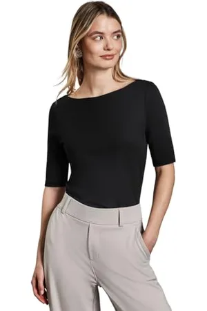 Street one Damen A322576 T-Shirt in Unifarbe, Black, 42