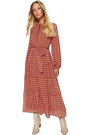 Trendyol Frau Modest Maxi Basic Relaxed Fit Webstoff Bescheidenes Kleid