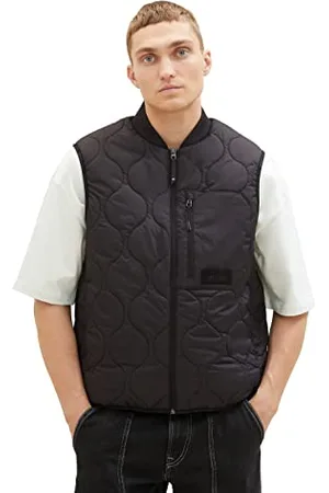 TOM TAILOR Herren 1036188 Quilted Steppweste mit Bomberkragen, 29999-Black, M